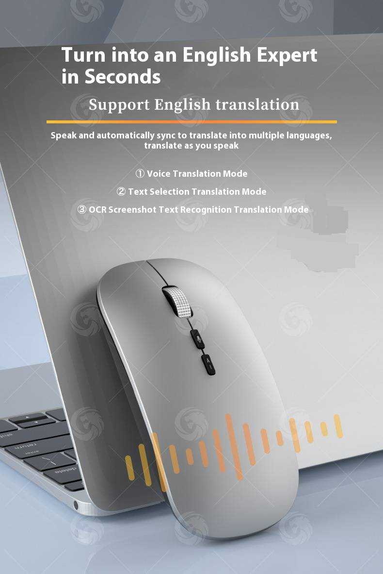 Mouse con controllo vocale AI – Mouse wireless Bluetooth e 2.4G con dettatura e traduzione multilingue (1600 DPI, scorrimento a 4 vie, portata 10 m)_voghion.com