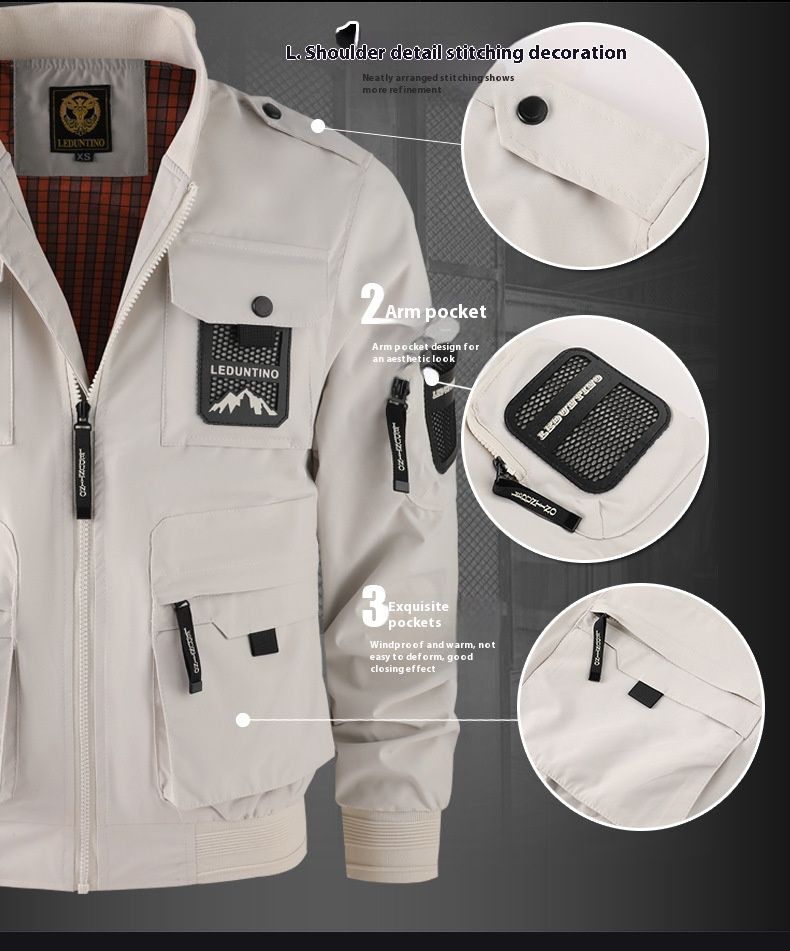 Wasserdichte Arbeitsjacke für Herren mit mehreren Taschen – Leichte Outdoor-Windjacke für Reisen und Freizeit (XS-XXXL)_voghion.com