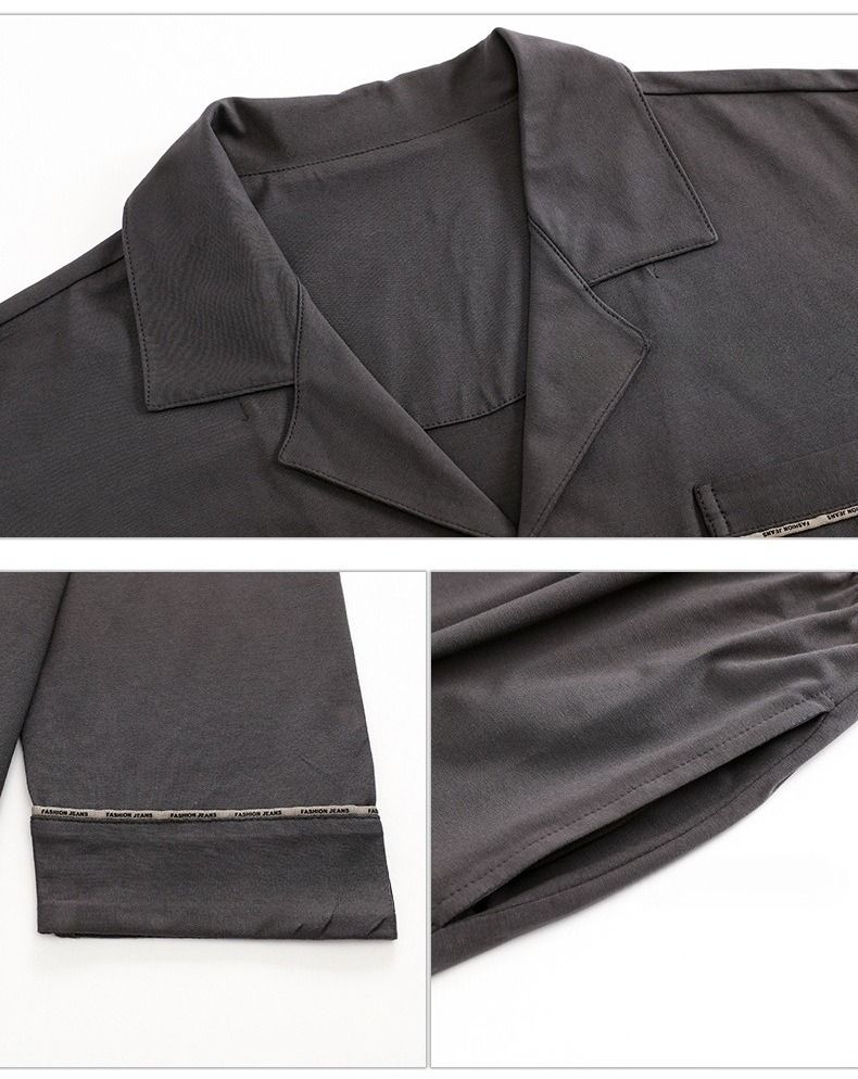 2025 Autumn/winter Thin Men's Loose Fit Plus Size Home Suit Set, Pure Cotton Long Sleeved Pants Pajama Set_voghion.com