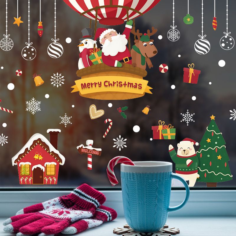 Pegatinas navideñas para niños: grandes pegatinas de pared de PVC de 60 x 90 cm, decoración de aula con dibujos animados, pegatinas navideñas para ventanas y cristales, reutilizables._voghion.com