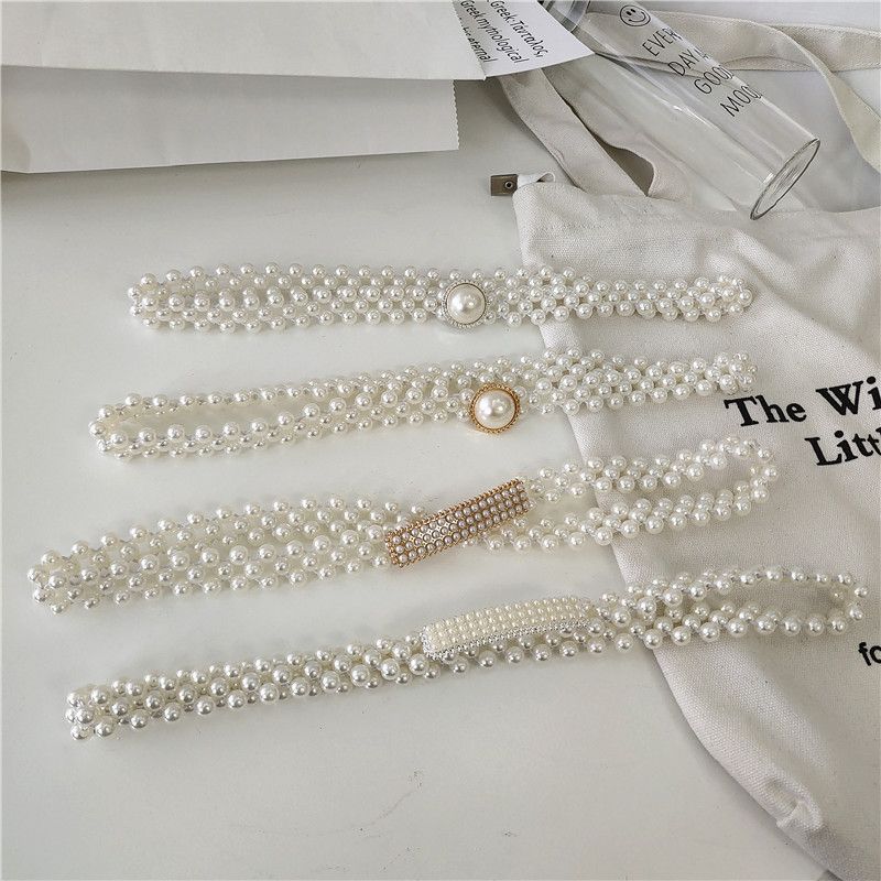Cintura decorativa per donna, sottile, alla moda coreana, con catena in vita con perline, per abito estivo, semplice, versatile, elastica_voghion.com