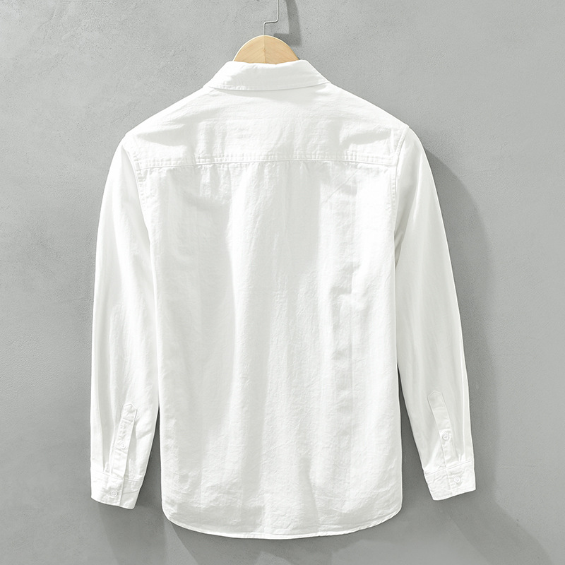 6732 Camicie a maniche lunghe da uomo in stile retrò giapponese, con stampe alla moda, cuciture, top casual larghi, una generazione._voghion.com