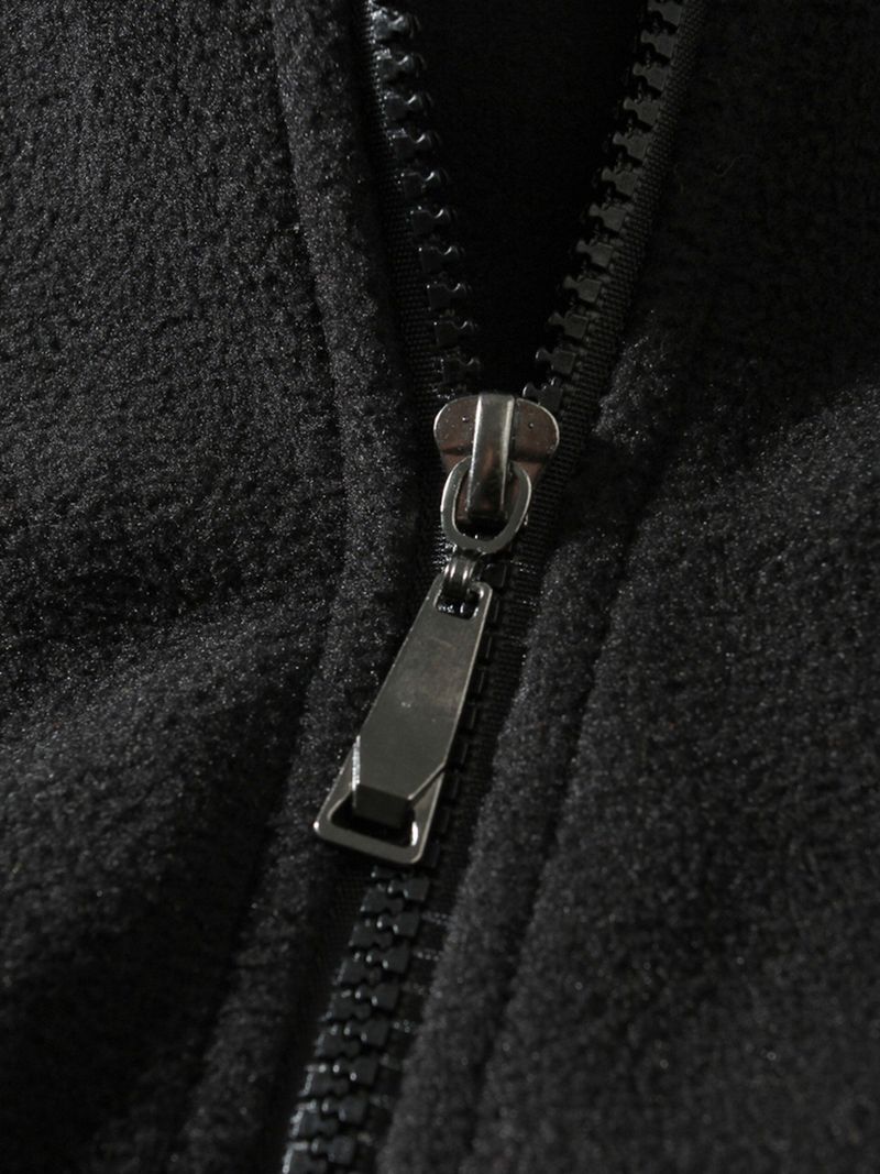 Chaqueta informal con capucha y cremallera para hombre - Sudadera ligera con cuello alto y forro polar para otoño e invierno (gris, negro, verde, beige)_voghion.com
