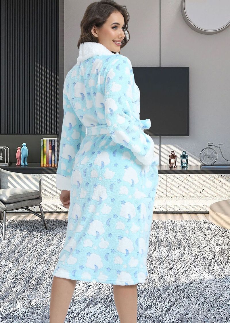 Underwear & Sleepwears Long Style Nightgown Loungewear Flannel Robe Long Sleeve Bathrobe Sleepwear Loungewear Soft Cozy Nightgown With Pockets_voghion.com
