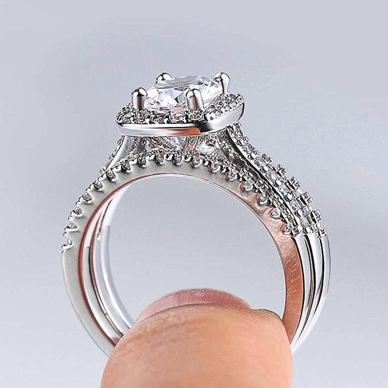 Bagues carrées géométriques, ensemble de trois pièces, bijoux de mariage de luxe légers_voghion.com