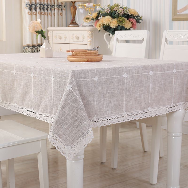 Tovaglia moderna e semplice, in cotone e lino nordico, per sala da pranzo, rivestimento impermeabile, tinta unita, rettangolare, per tavolino da caffè._voghion.com