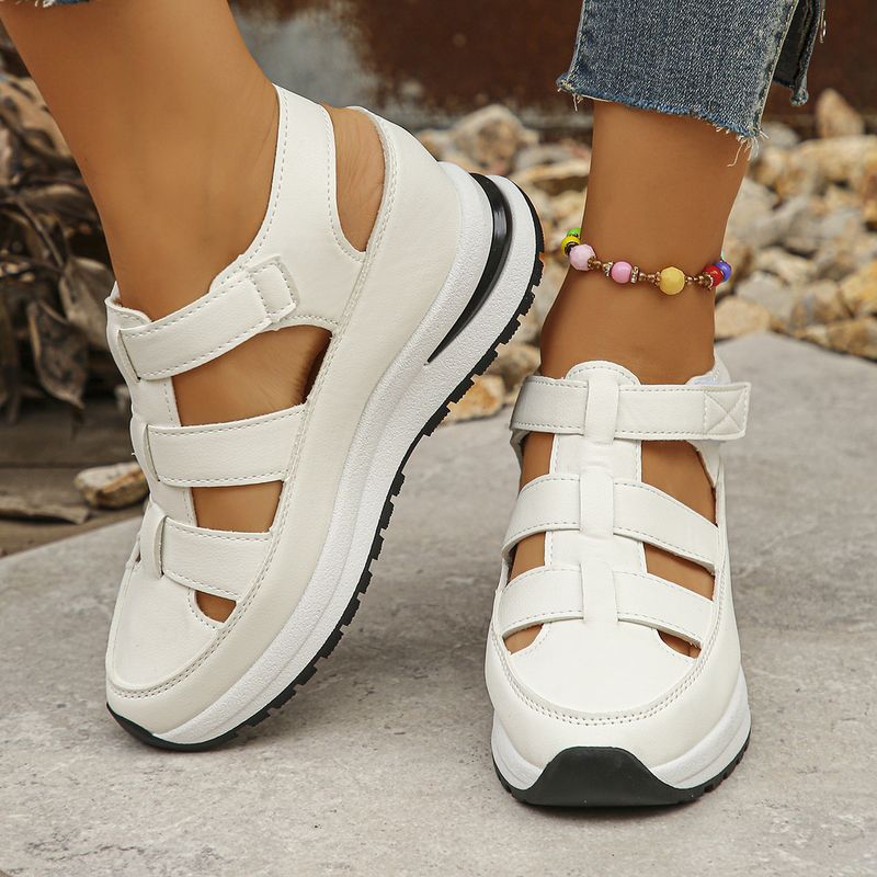 Lässige Sandalen mit Hohlsaum für Damen – Dicke Plateausohle für mehr Körpergröße (leichte Sommersandalen für das Styling jedes Outfits)_voghion.com