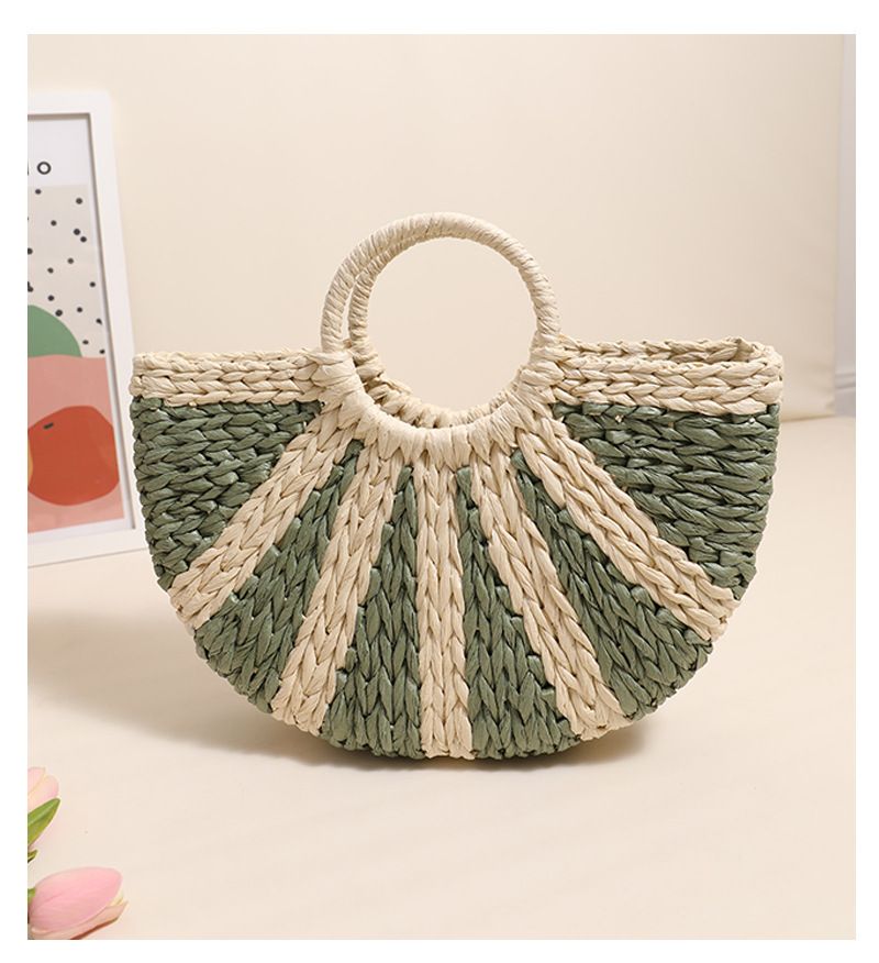 Neue Halbkreis Damen gewebte Tasche Halbkreis Stroh Tasche Handtasche Urlaub Strand Tasche_voghion.com
