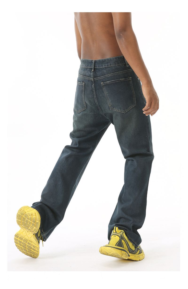 EF JEANS | 2024 New Versatile American Wax Surface Coated Blue Mop Jeans Tide_voghion.com