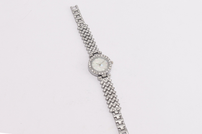 Full Diamond Fashion Inlaid Shell Face Women's Watch Bracelet Model_voghion.com