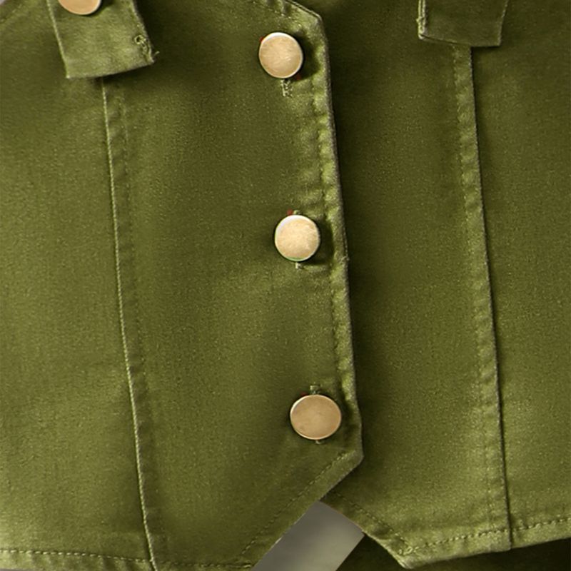 Traje de trabajo para madres e hijos, para niñas, color liso, con tirantes y botonadura sencilla, de mezclilla, talla pequeña y mediana, de dos piezas._voghion.com