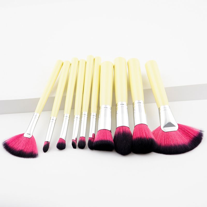 10 pcs makeup brush set makeup tools crackle/yellow handle/red handle fan brush GUJHUI_voghion.com