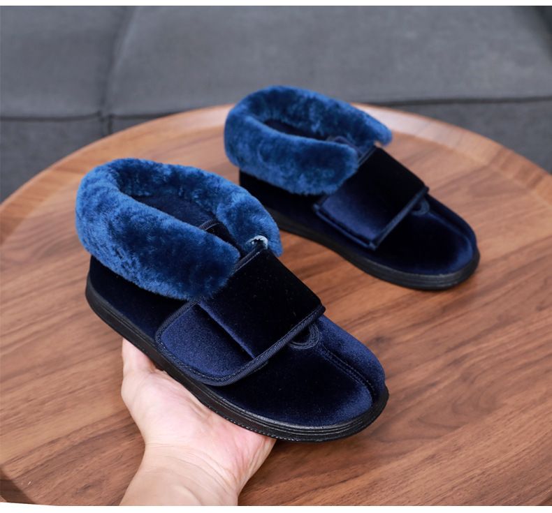 Lesvago, nuove scarpe basse in cotone caldo invernale, allargate e ispessite con colletto in vera pelliccia, velluto dal temperamento nobile_voghion.com