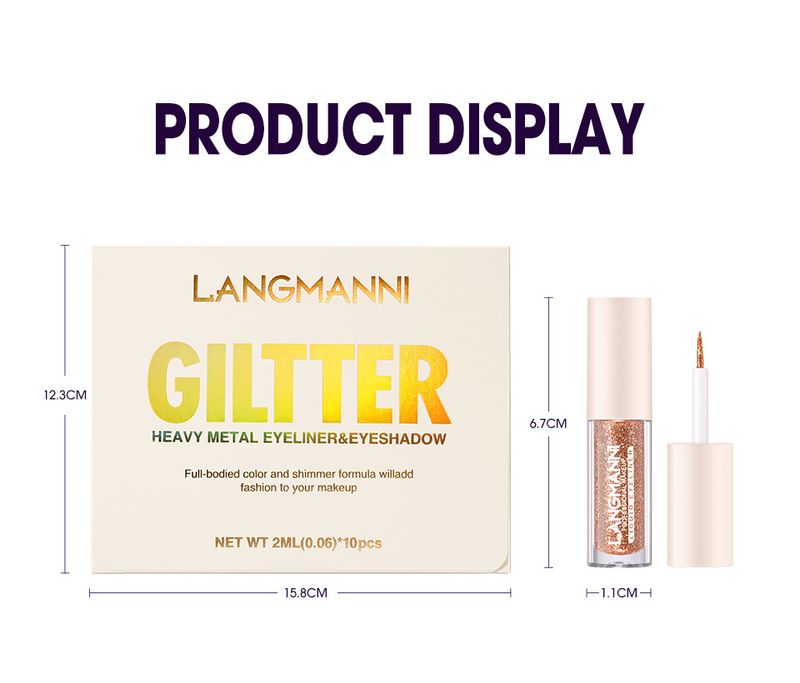 10 Colors Liquid Glitter Eyeliner Set, Metallic Shimmer Glitter Eye Liners Eyeshadow for Women, Colored Eyeliners Sparkly Glitter Eyeliner_voghion.com