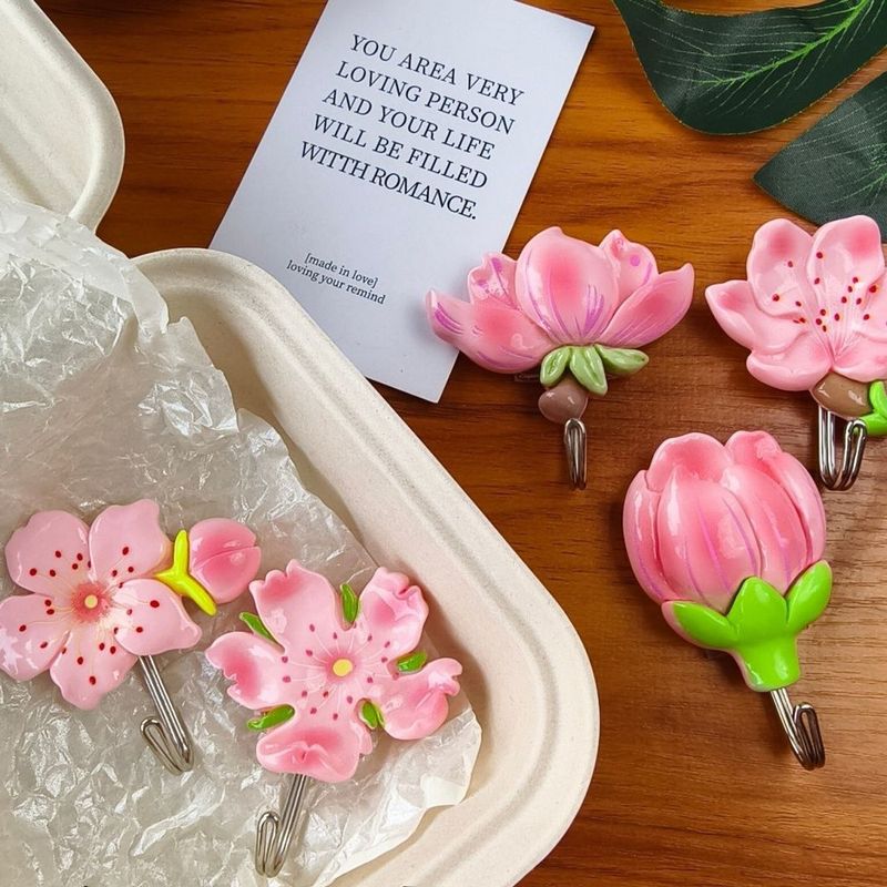 Creativo di alta qualità, resistente e carino, porta d'ingresso, cucina, gancio antitraccia, bagno del dormitorio, motivo: fiori di pesco primaverile_voghion.com