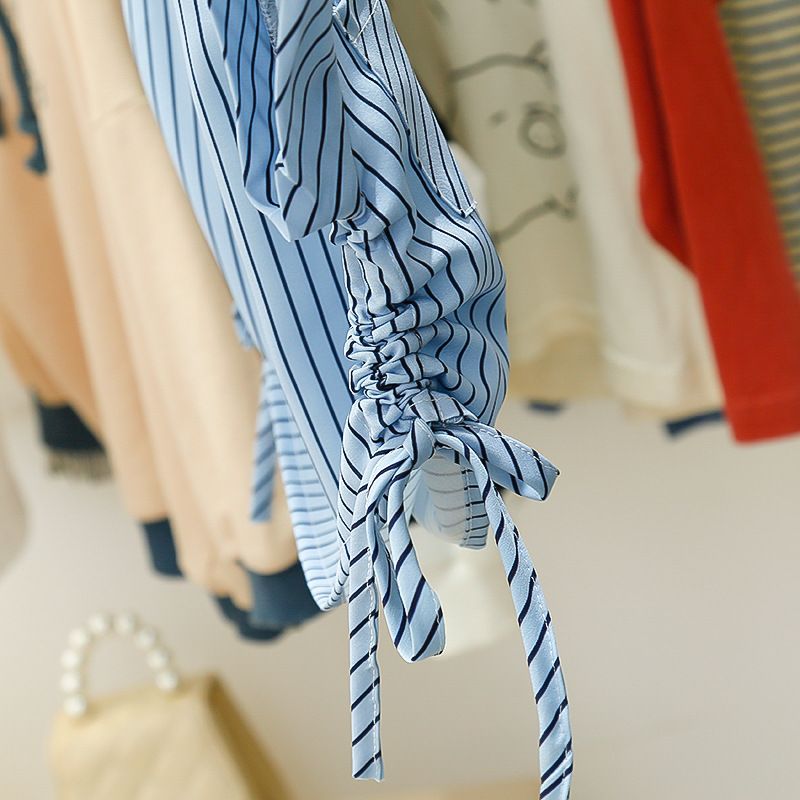 Kids' Clothing Summer Children's Vertical Striped Shirt Pleated Skirt Two Piece Suit Trendy Girls Shirt Suit_voghion.com