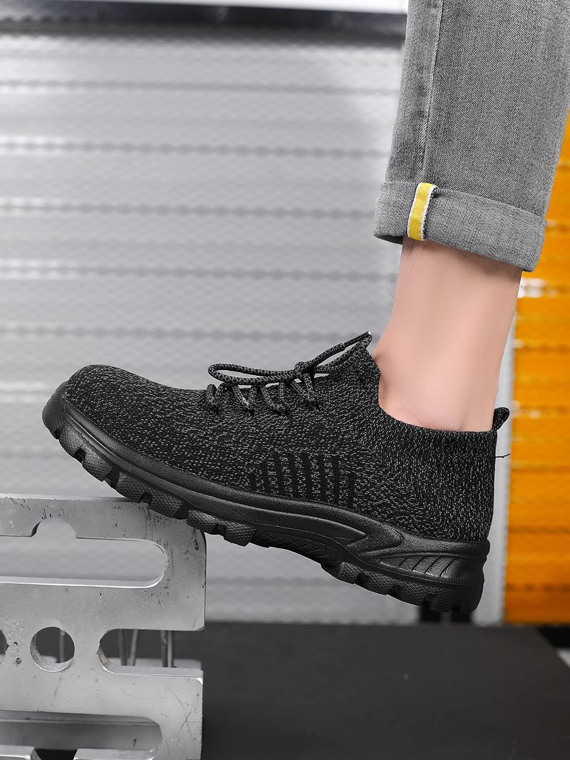 Scarpe da uomo, nuove scarpe da lavoro in tessuto volante, traspiranti, anti-sfondamento e anti-perforazione, testa in acciaio e suola solida, isolamento termico_voghion.com