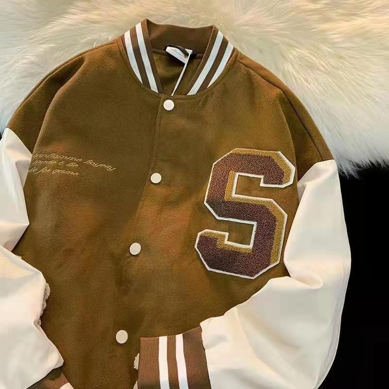 Jachetă bomber verde de primăvară și toamnă, model retro, jachetă bărbătească, elegantă, brodată, uniformă de baseball pentru cupluri_voghion.com