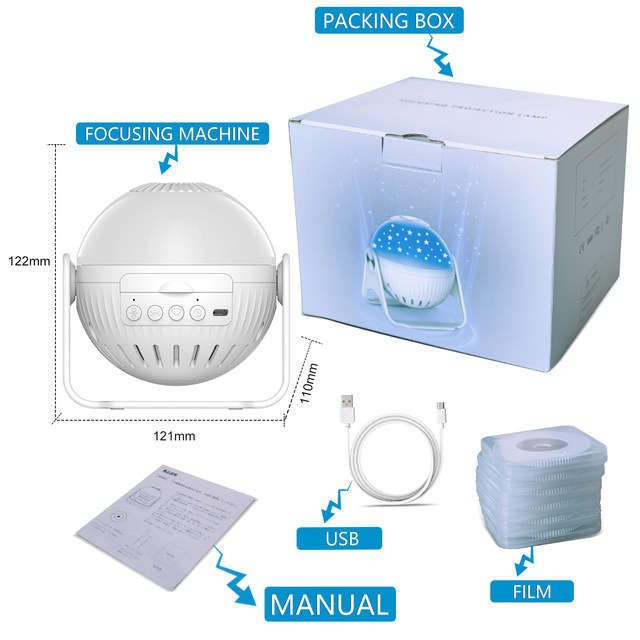 LED Star Projector Night Light 6 In 1 Planetarium Projectionr Galaxy Starry Sky Projector Lamp USB Rotating Night Lights 우주 무드등_voghion.com