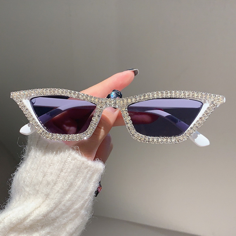 Retro Disco Full Rhinestones Cat Eye Sunglasses Vintage Triangle Frame Fashion Personality Party Sunglasses Sun Shade_voghion.com