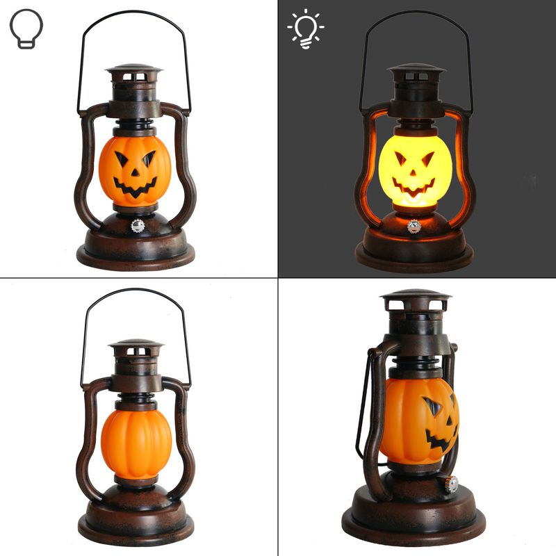 Cross Border Skull Pumpkin Lantern Halloween Battery Lantern Outdoor Garden Camping LED Portable Kerosene Lamp_voghion.com