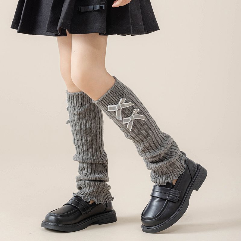 Calzini con fiocco per bambini Calzini lunghi al polpaccio Calzini caldi in pile Lolita_voghion.com