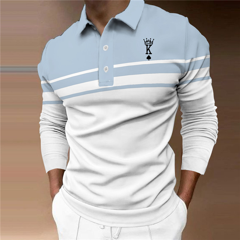 Chemise à manches longues imprimée en 3D pour homme, polo, à motif de lettres, décontracté, nouvelle mode, printemps 2023_voghion.com