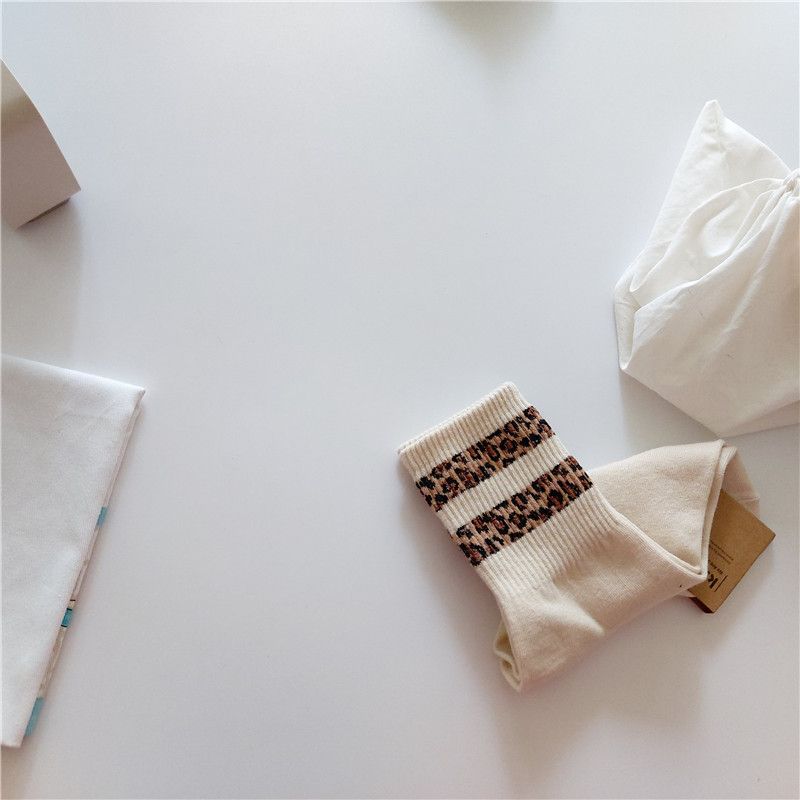 South Korea imported kikiyasocks spring, autumn and winter women's leopard print mid-calf cotton socks W-C-046_voghion.com