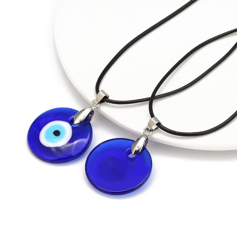 Evil Eye Men's And Women's Necklace Glass Pendant Accessory Wax Cord Simple_voghion.com
