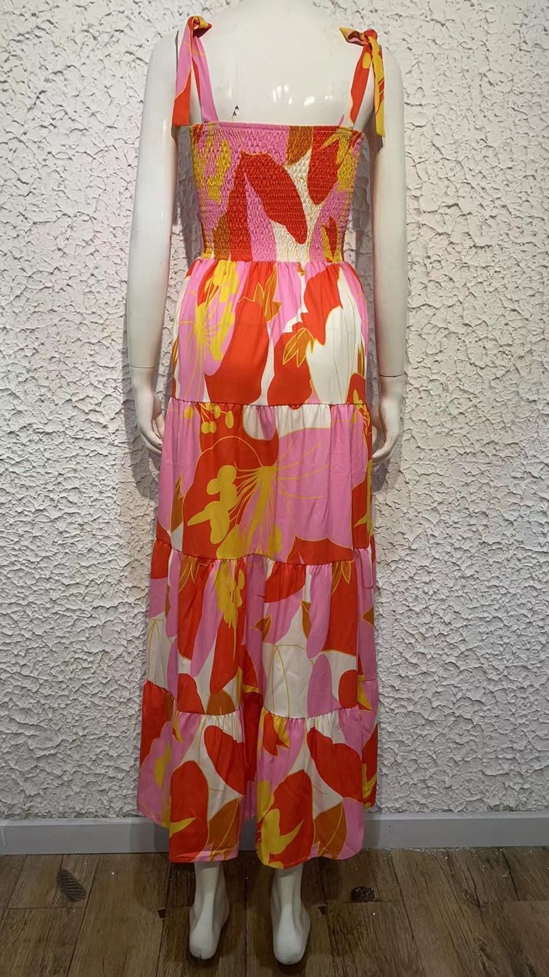 Selbstschießendes Cross Border Spring Sexy rückenfreies bedrucktes Strapskleid im Urlaubsstil für Frauen_voghion.com