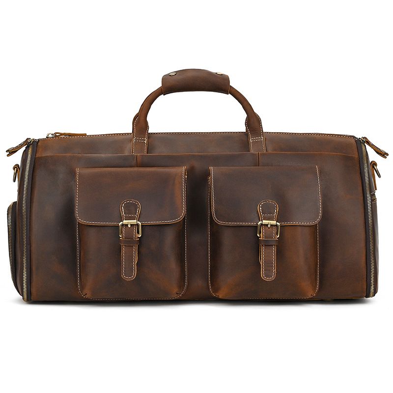 Crazy Horse leren reiskoffer multifunctionele opvouwbare set opbergtas voor natte en droge sporttassen_voghion.com