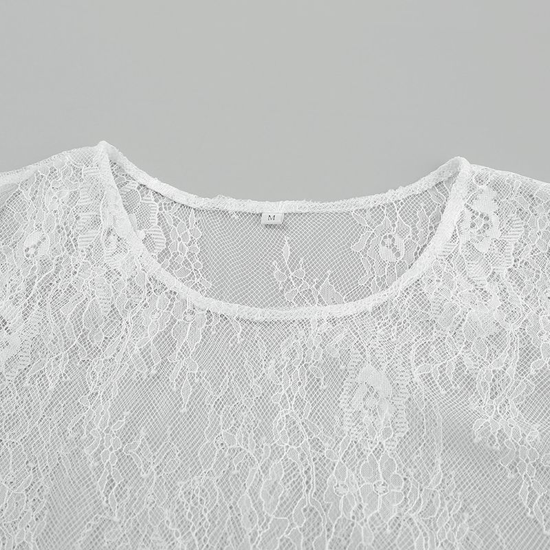 2025 Maglietta sexy in pizzo trasparente e largo 2023 Intimo da donna a maniche lunghe con trafori, nuovo stile primavera estate_voghion.com