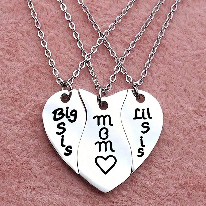 Set di 3 collane a forma di cuore abbinate mamma figlia e sorella in acciaio inossidabile con farfalla, sole e stella_voghion.com