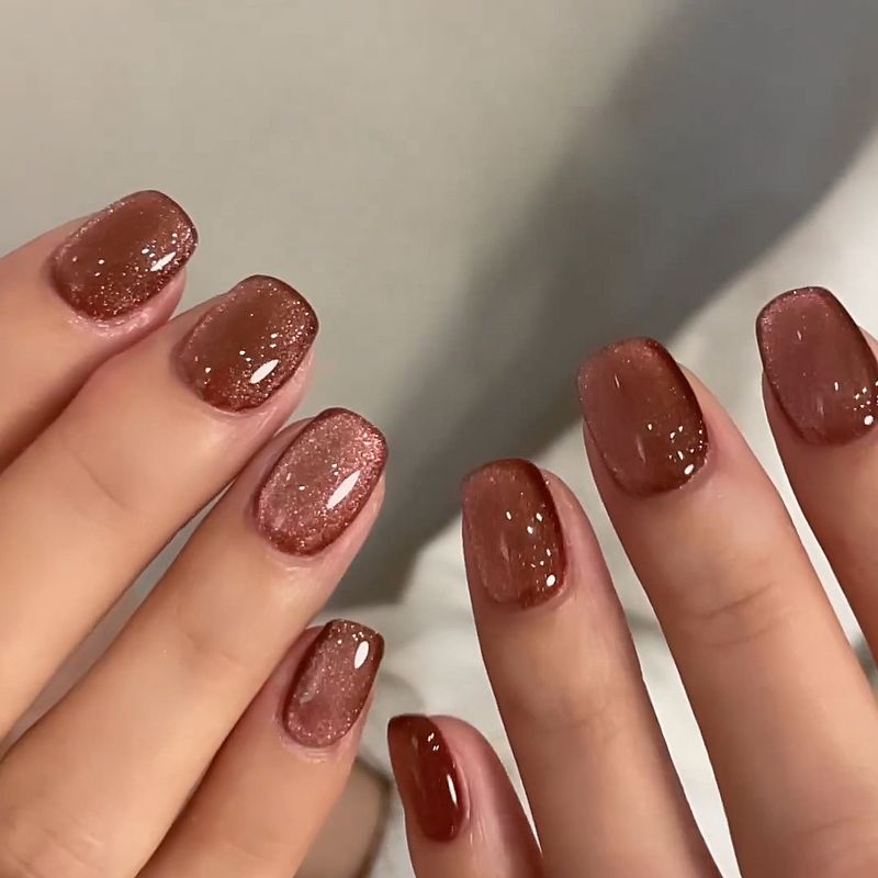 Wearing hazelnut brown cat eye enhancement, wearable patches, enhancement products, press on nail_voghion.com