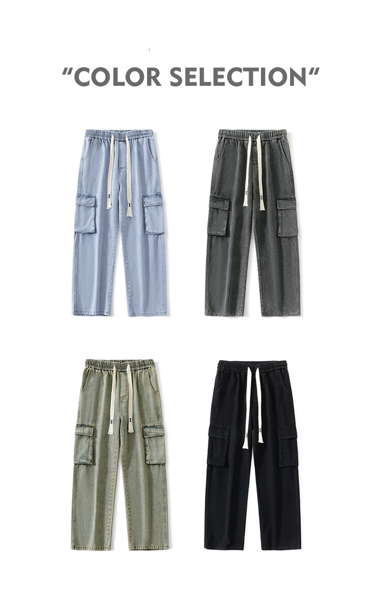 Herrenbekleidung mit warmen und kalten Fleece-Cargo-Jeans, elastischen, lockeren, geraden Beinhosen für Herren_voghion.com