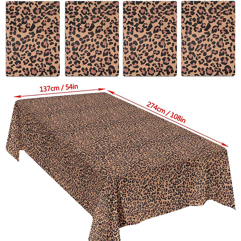 1 piece leopard print disposable plastic tablecloth, kitchen table tablecloth for Thanksgiving Christmas wedding party birthday home decoration_voghion.com