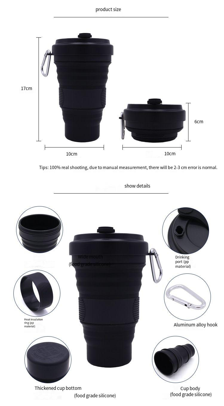 New color creative folding cup silicone telescopic portable coffee cup 550ML large capacity_voghion.com