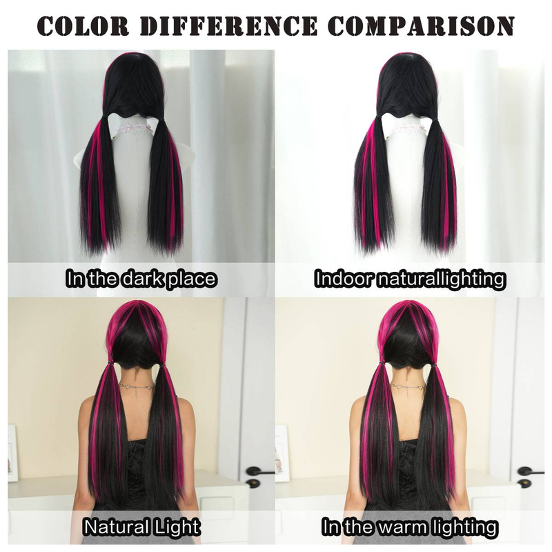 Parrucca femminile Cos capelli lunghi e lisci con mèches parrucca cosplay rossa_voghion.com