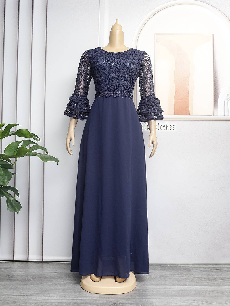 Rochie de damă Plus Size, de primăvară și de vară, banchet, din dantelă grea din șifon_voghion.com