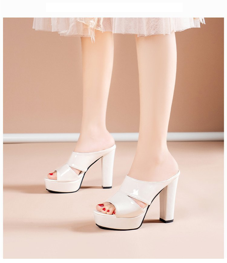 Women's Open-Toe Strappy High Heel Sandals - Summer Platform Peep-Toe Slippers With Hollow-Out Design & Chunky Heel_voghion.com