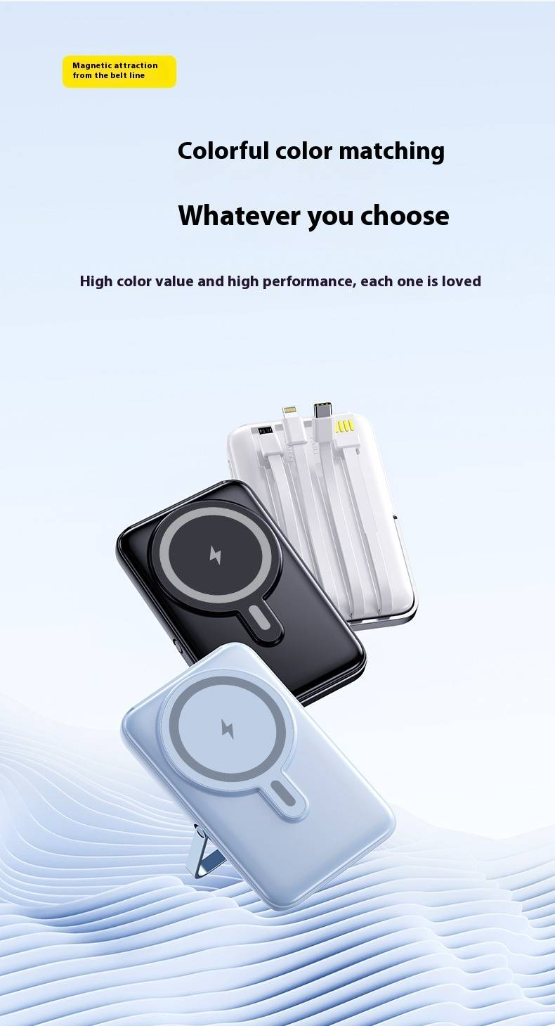20000 mAh magnetische kabellose Powerbank – 22,5 W PD-Schnellladung mit integriertem Kabel und Ständer_voghion.com