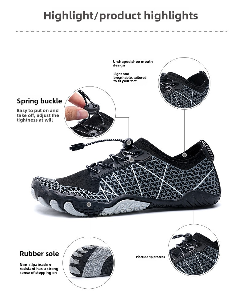 Zapatos acuáticos descalzos para hombre y mujer: zapatos acuáticos de cinco dedos de secado rápido con suela de goma antideslizante, ligeros y transpirables._voghion.com