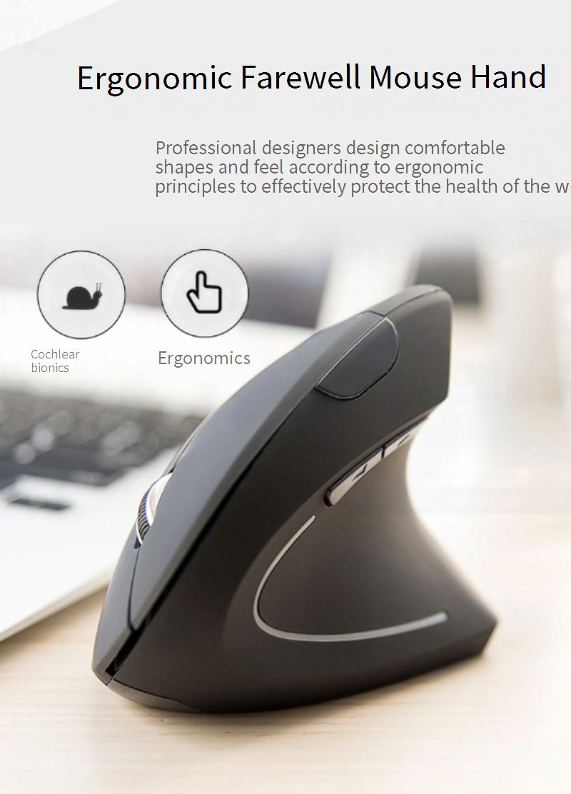 Ratón vertical ergonómico con Bluetooth 5.0 y modo dual 2.4G, inalámbrico y recargable para diestros, color negro._voghion.com
