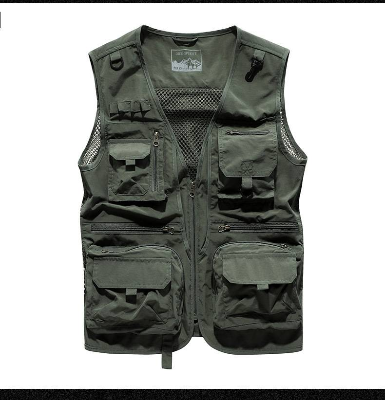 Men's Clothing Lightweight Fishing Vest With Multiple Pockets, Breathable Mesh, Quick-Dry Outdoor Photographer Workwear Jacket For Summer_voghion.com