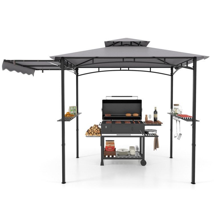 10.5 x 5 FT Grill Gazebo with Side Awning and Double-Tiered Top_voghion.com