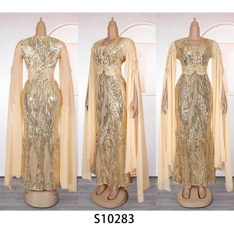Damenbekleidung Mode Damen V-Ausschnitt Kleid Übergröße Langes Kleid Partykleid_voghion.com