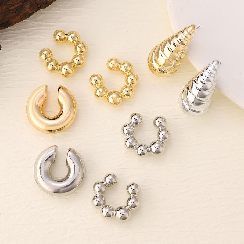 Modisches und übertriebenes C-förmiges Set mit Wassertropfen-Textur ohne Ohrlöcher, personalisierter Ohrringclip_voghion.com