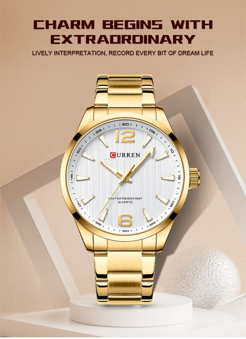 Klassische, wasserdichte Herrenuhr mit großem, rundem Zifferblatt, Edelstahlarmband und minimalistischem Design für Business und Freizeit_voghion.com