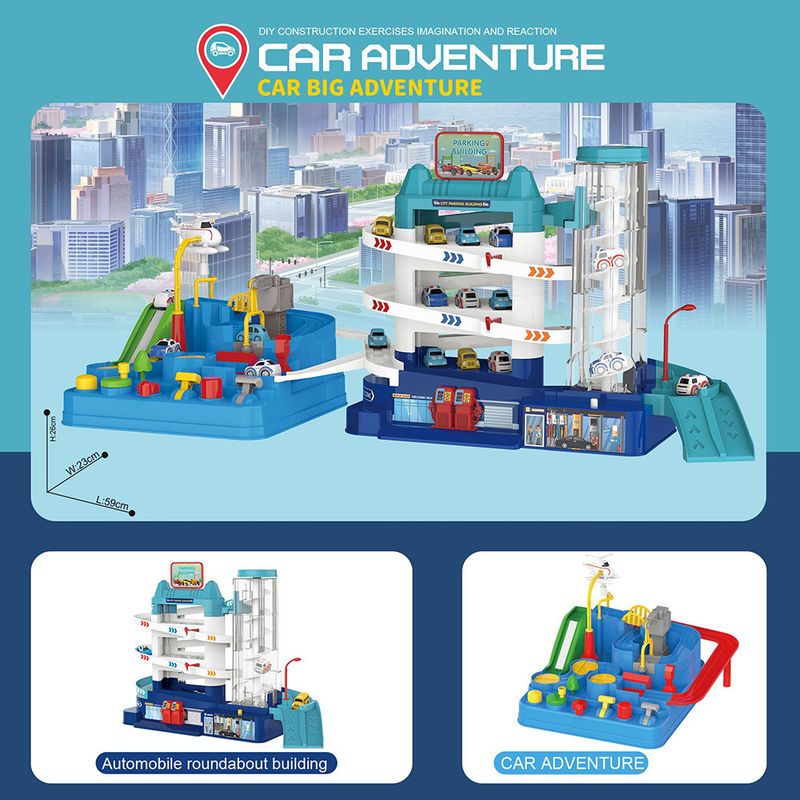 Kinder 2-in-1 Parkplatz Auto Gebäude Eisenbahn Auto Spielzeug kinder Puzzle Abenteuer_voghion.com
