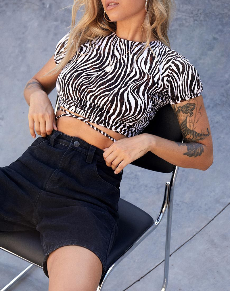 Sexy rückenfreies, bedrucktes Langarm-T-Shirt für Damen_voghion.com